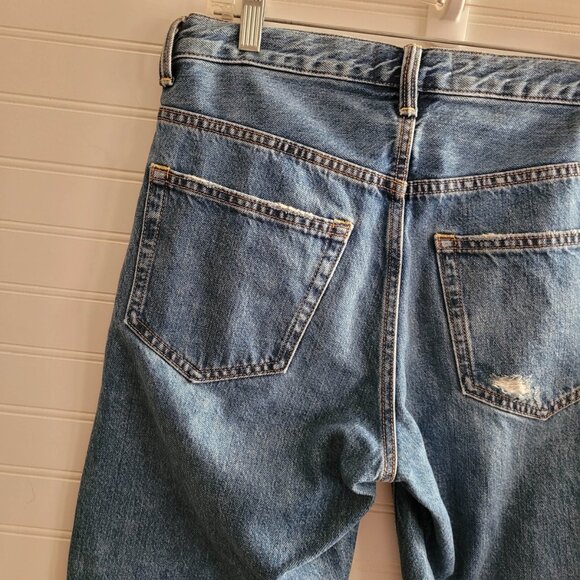 Everlane Jeans Size 27 Blue O-S Boyfriend Ripped Distressed Button Fly - Picture 11 of 14